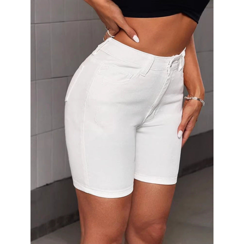 European And American Style Womens High-waisted Skinny Denim Shorts