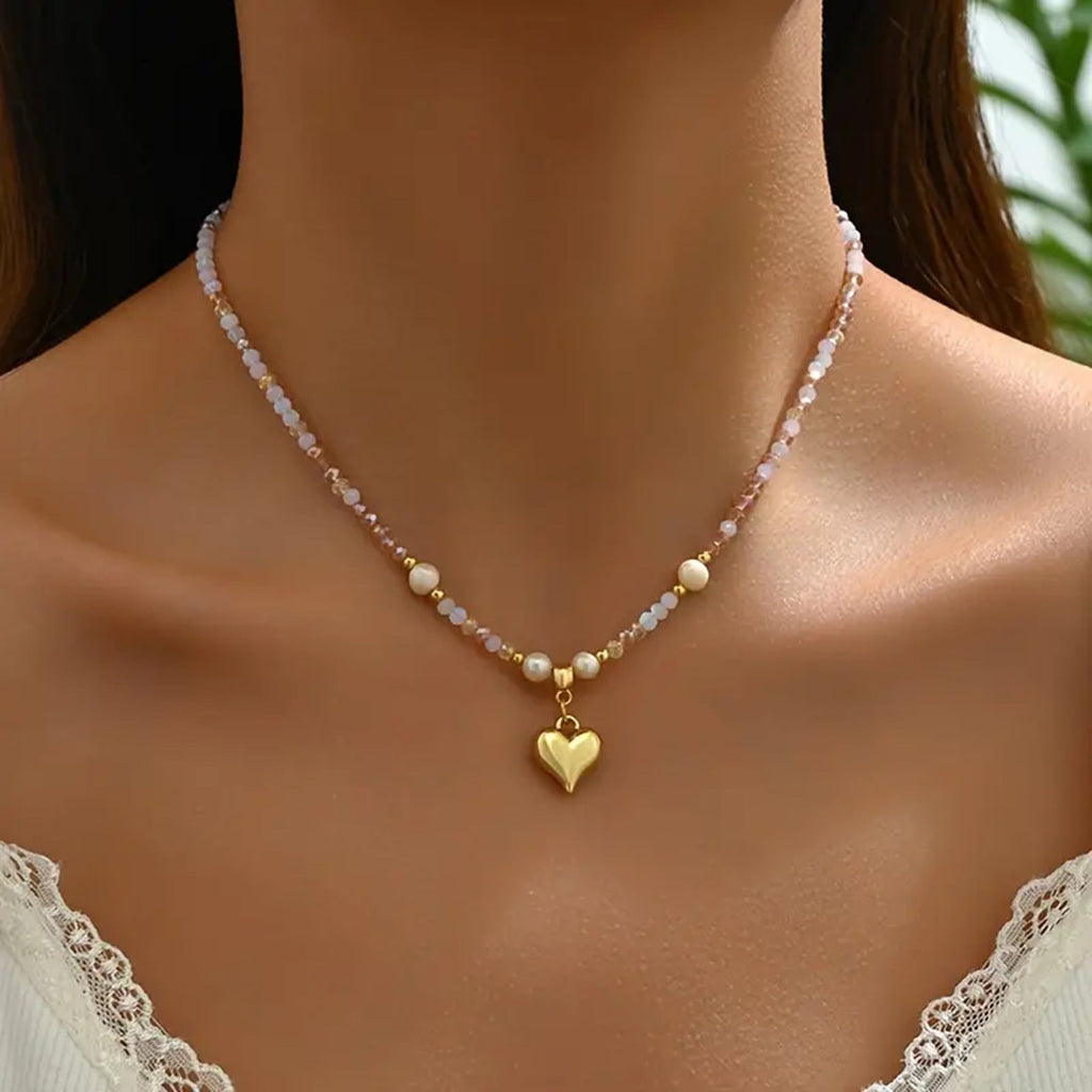 Freshwater Pearl Heart Necklace For Women