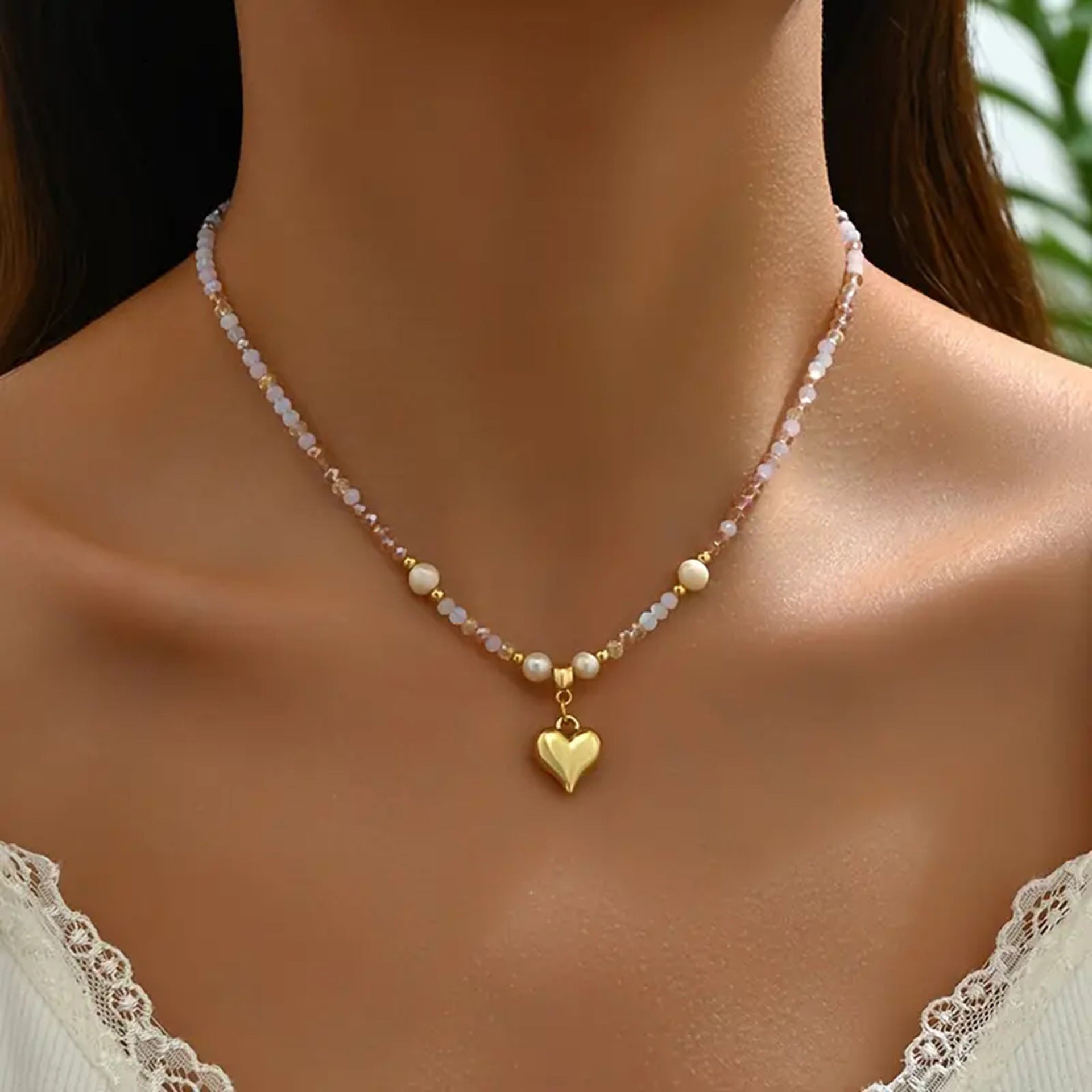 Freshwater Pearl Heart Necklace For Women