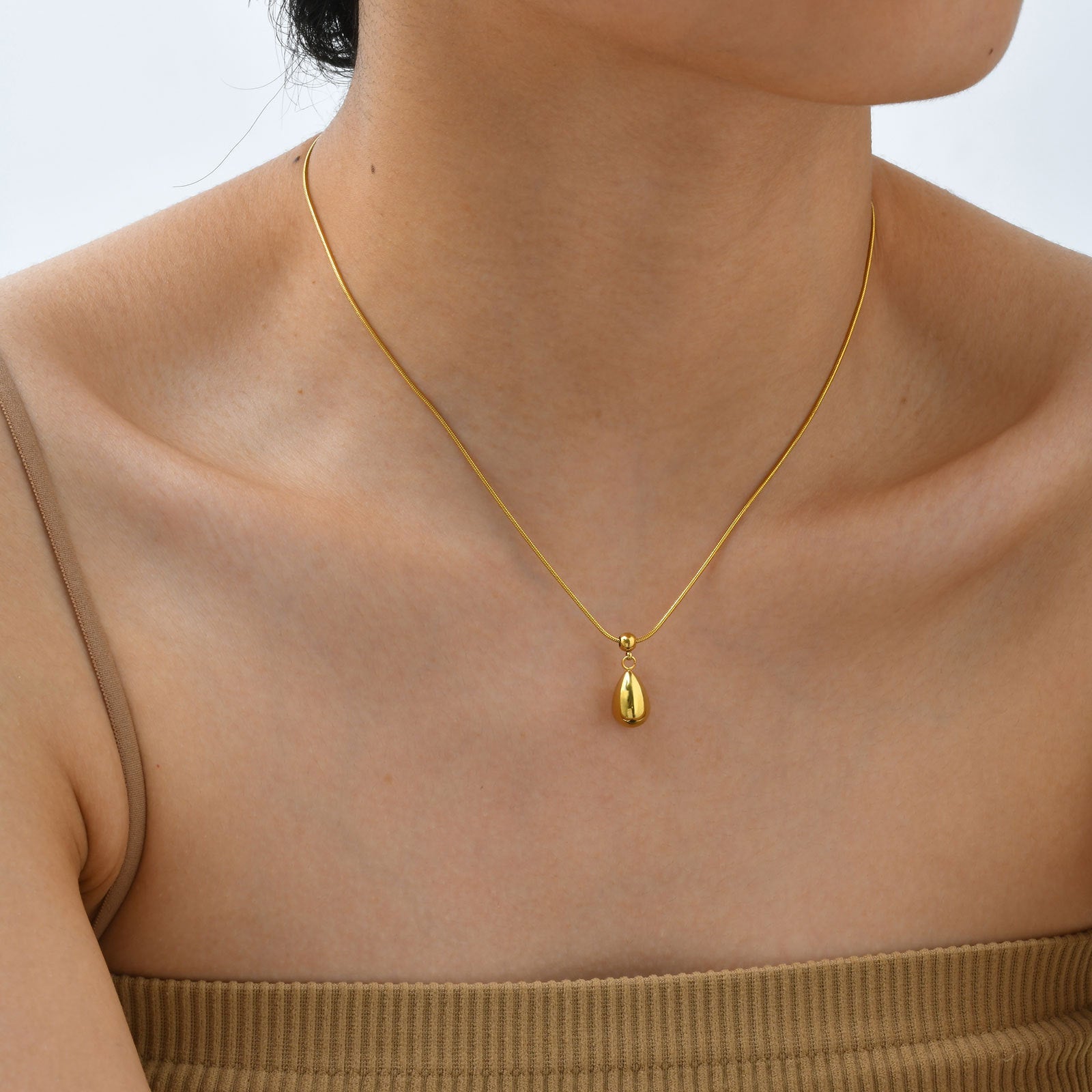 Women's Stainless Steel Water Drop Pendant Necklace