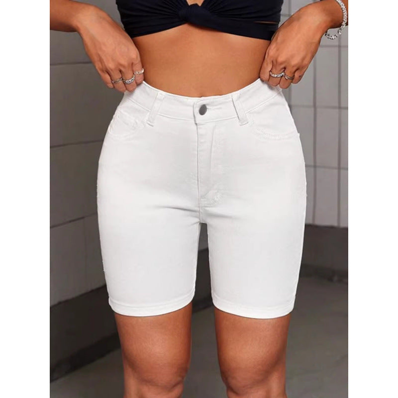European And American Style Womens High-waisted Skinny Denim Shorts