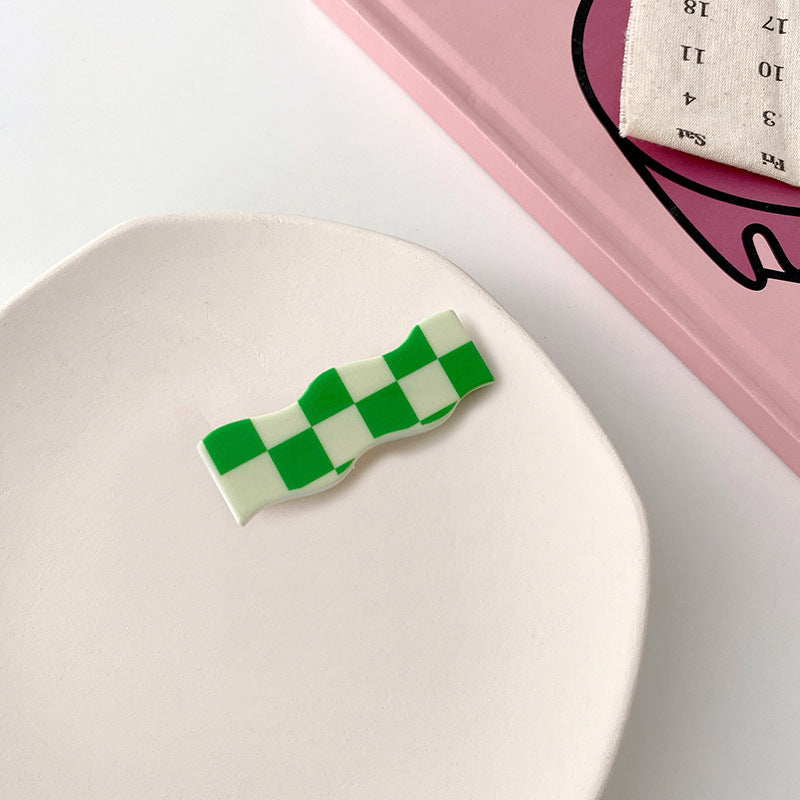 Wavy Checkerboard Hair Clips Sweet Versatile Bangs Clips