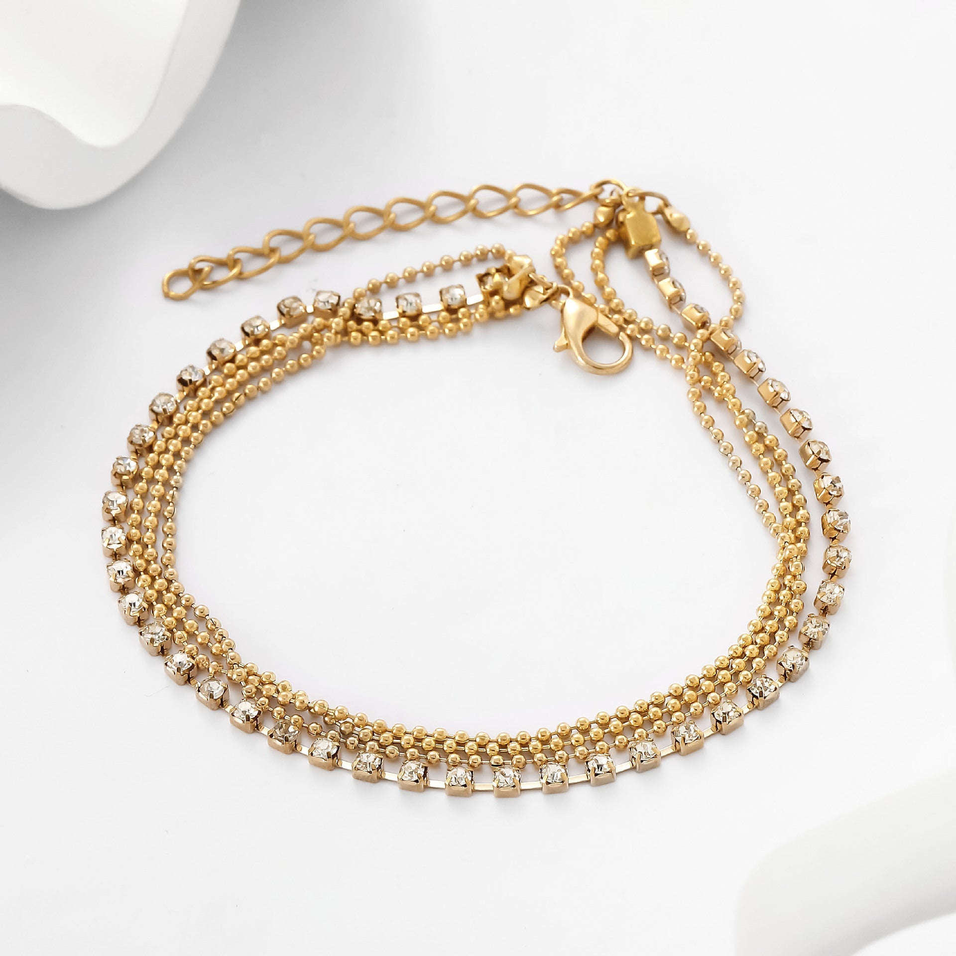Fashionable Multi-Layer Square Gold Anklet