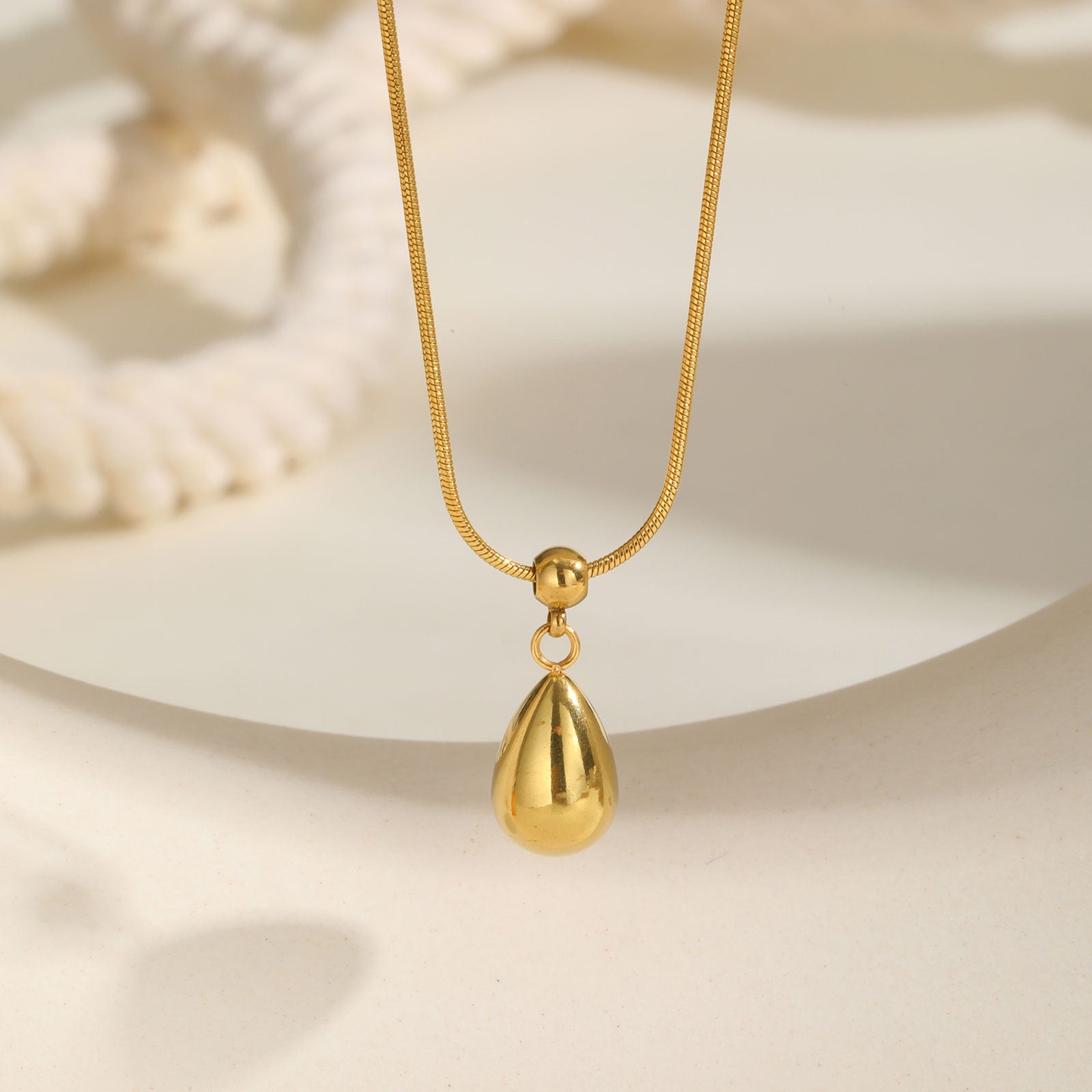 Women's Stainless Steel Water Drop Pendant Necklace