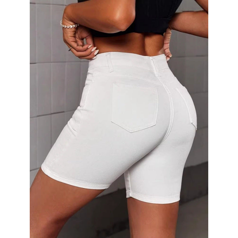European And American Style Womens High-waisted Skinny Denim Shorts