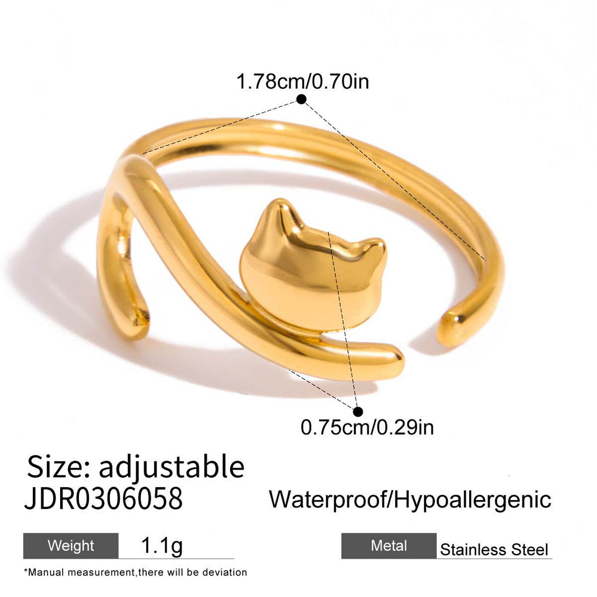 Cat-themed Titanium Steel Zircon Ring Light Luxury With A High-end Feel