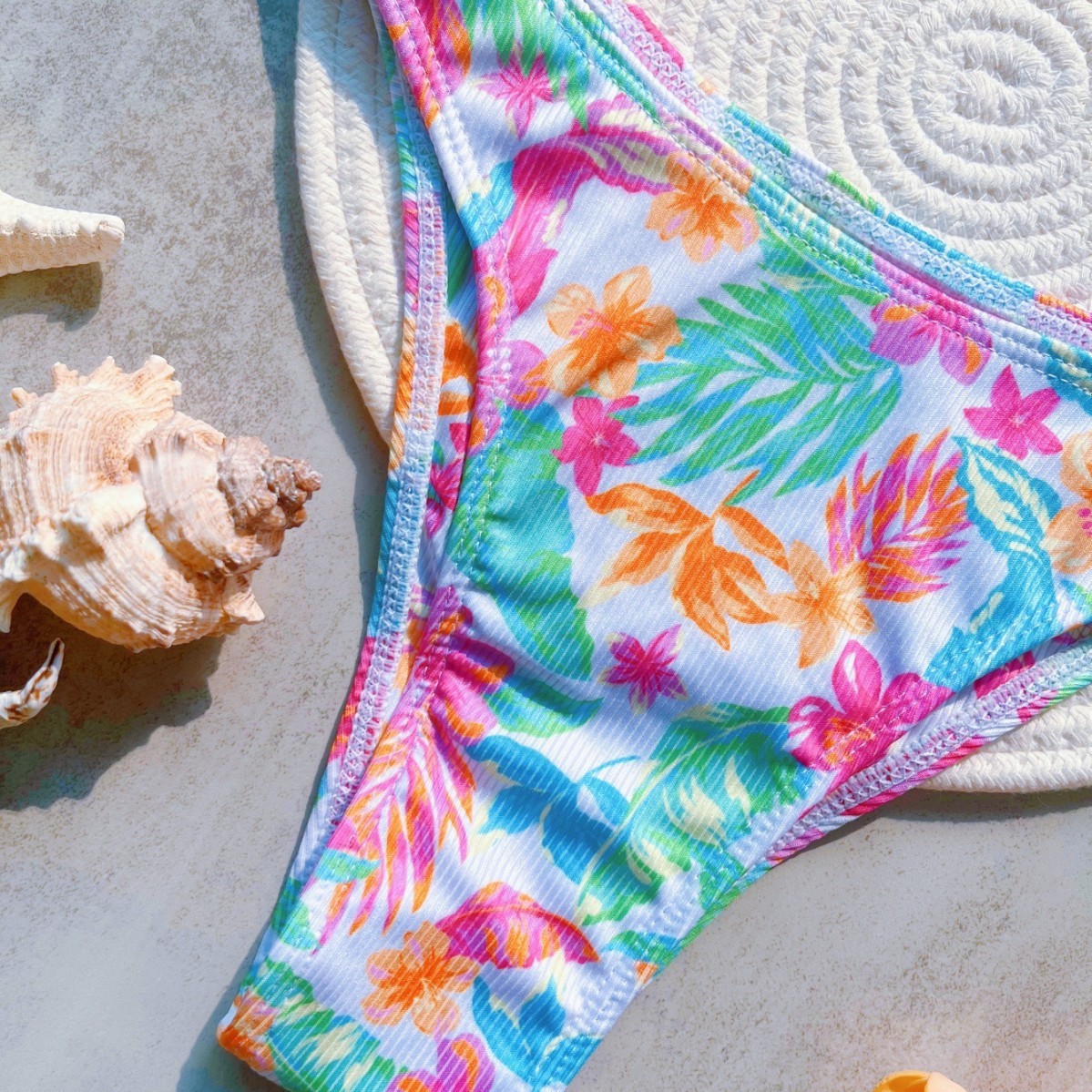 Sunken Stripe Printed Sexy Split Swimsuit