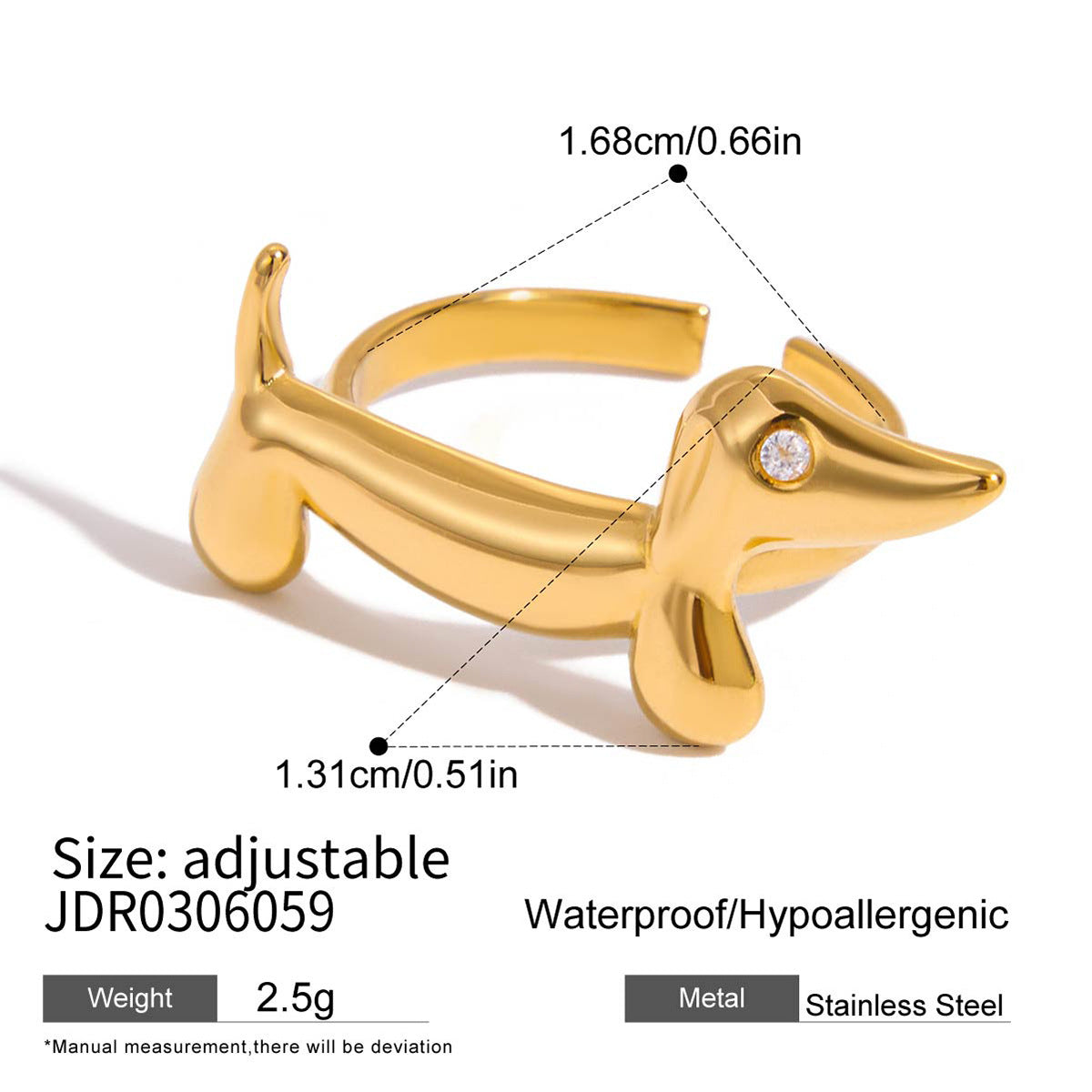 Cat-themed Titanium Steel Zircon Ring Light Luxury With A High-end Feel
