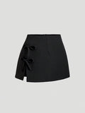 Bow-tied Sexy Slit A-line Mini Skirt