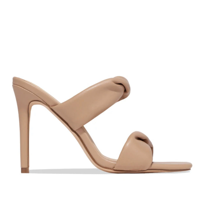 Square Toe Pleated High Heels